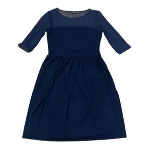 Emme Marella Navy Mesh Top Fit & Flare Dress L
